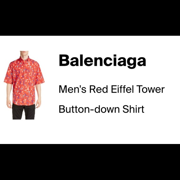 BALENCIAGA RED Parisian Eiffel Tower Shirt - Picture 8 of 11